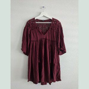 AMERICAN EAGLE Lace Peasant Boho Mini Dress Size S